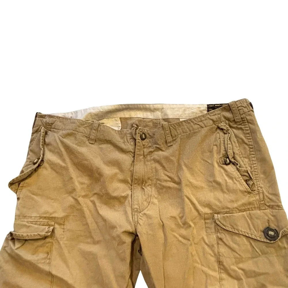 Polo Ralph Lauren Mens Tan Cotton Ripstop Military Cargo Pants Straight‎ 42x32
